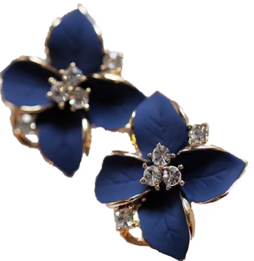 New Elegant and Noble Earrings Blue Flower Crystal Camellia Earrings Ladies Simple Christmas Earrings Pendant Party JewelryGifts