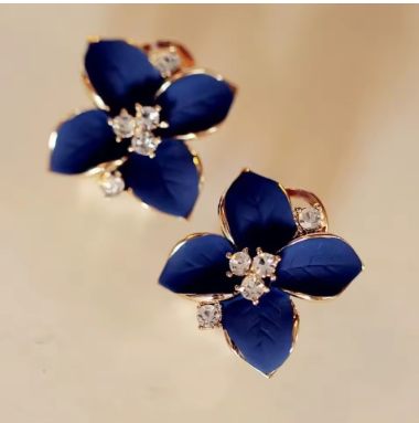 New Elegant and Noble Earrings Blue Flower Crystal Camellia Earrings Ladies Simple Christmas Earrings Pendant Party JewelryGifts