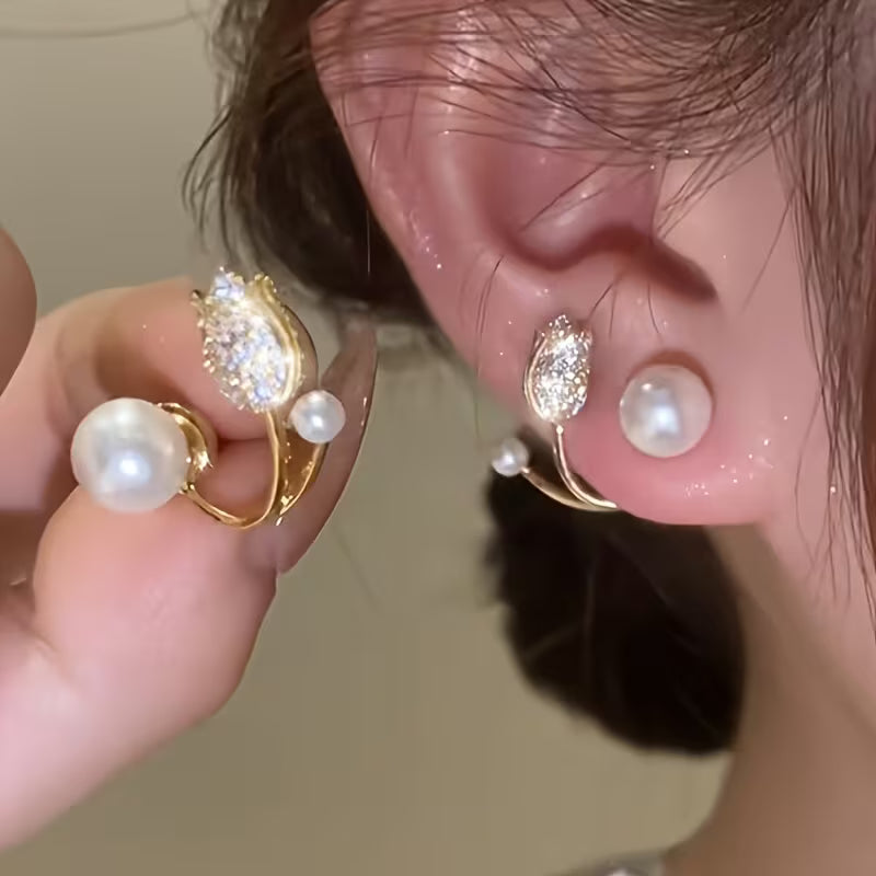 1 Pair of Elegant Faux Earrings, Cute Daisy Flower Studs, Korean Style Fashionable Women's Earrings
