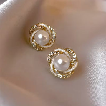 1 Pair 2pcs, Twisted Bead Geometric Hypoallergenic Earrings, High-Quality Jewelry, Upgraded Fashion Earrings, Premium Decorative Earrings