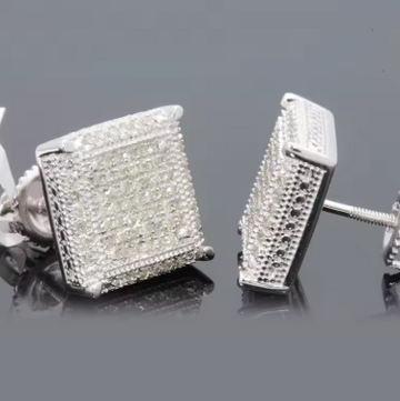 Fashion Silver-Color Square Classic Zircon Ear Studs for Men Women Fashion Shiny Faux Studs Earrings Jewelry Gift for Friends