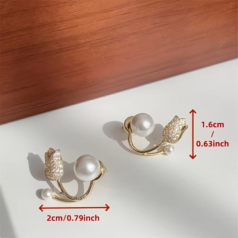 1 Pair of Elegant Faux Earrings, Cute Daisy Flower Studs, Korean Style Fashionable Women's Earrings