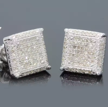 Fashion Silver-Color Square Classic Zircon Ear Studs for Men Women Fashion Shiny Faux Studs Earrings Jewelry Gift for Friends