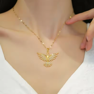 Stainless Steel Phoenix Eagles Pendant Necklace For Women Girl 2023 New Trend Choker Neck Chain Jewelry Gift Party