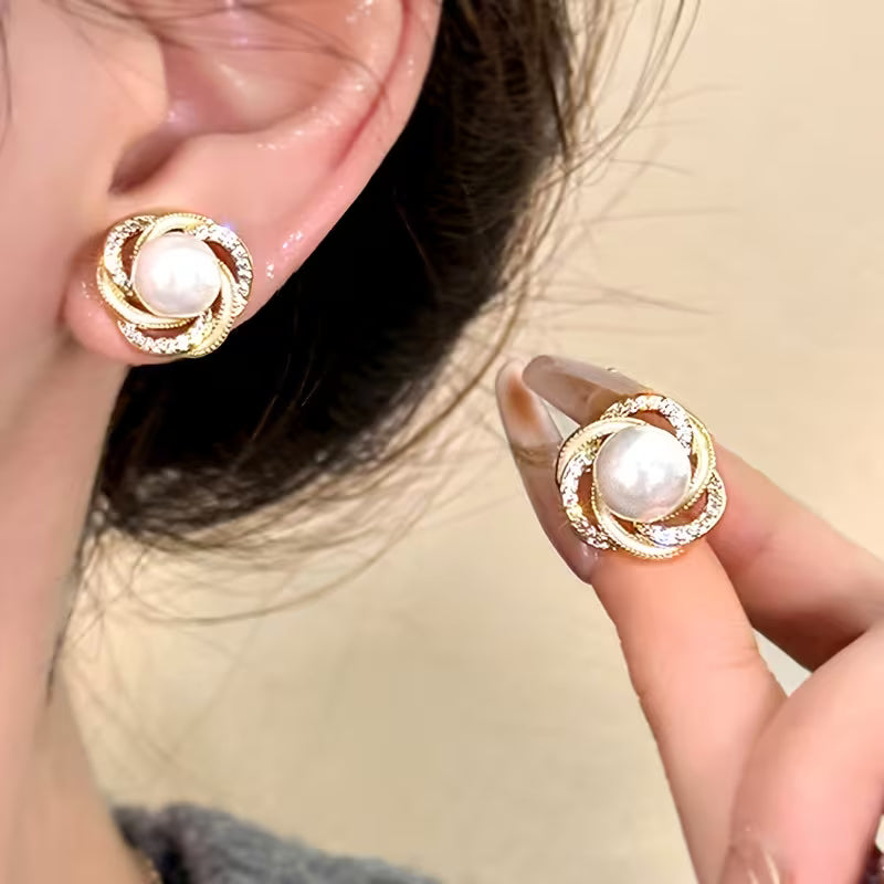 1 Pair 2pcs, Twisted Bead Geometric Hypoallergenic Earrings, High-Quality Jewelry, Upgraded Fashion Earrings, Premium Decorative Earrings