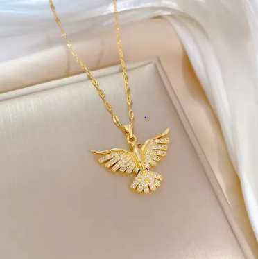 Stainless Steel Phoenix Eagles Pendant Necklace For Women Girl 2023 New Trend Choker Neck Chain Jewelry Gift Party