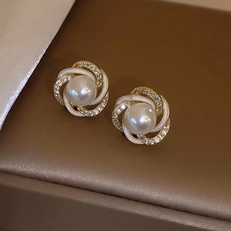 1 Pair 2pcs, Twisted Bead Geometric Hypoallergenic Earrings, High-Quality Jewelry, Upgraded Fashion Earrings, Premium Decorative Earrings