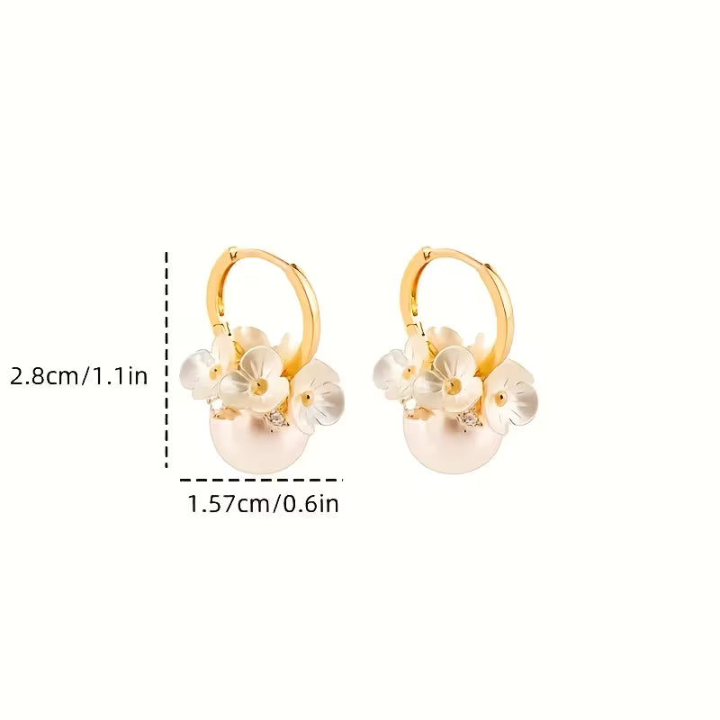 1 Elegant Japanese and Korean Style Earrings with Delicate Golden Flowers - Delicate Girl Gift, Fashionable Jewelry, Elegant Accessories | Japanese Earrings