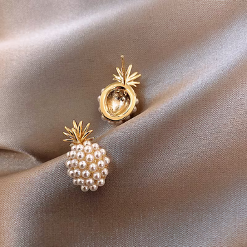 Exquisite Pineapple Earrings | Fashionable And Creative, Golden Color, Mosaic Resin Details, Elegant Jewelry Additions