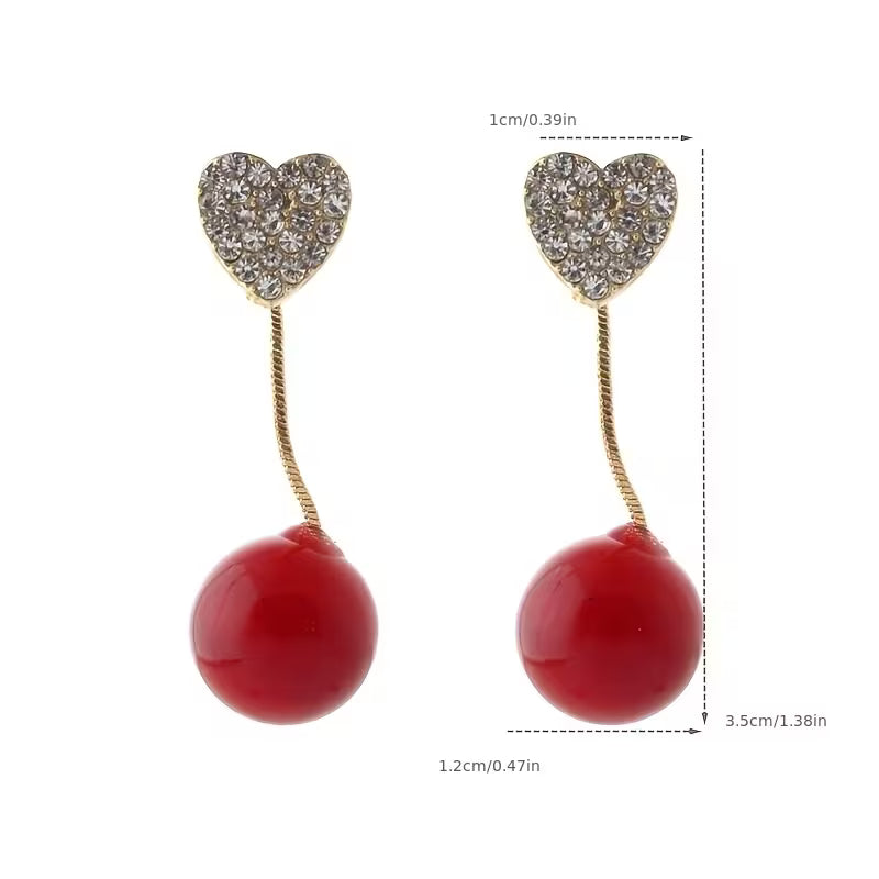 A Pair of Heart-Shaped Earrings, a Unique French Style Suitable for a Charming