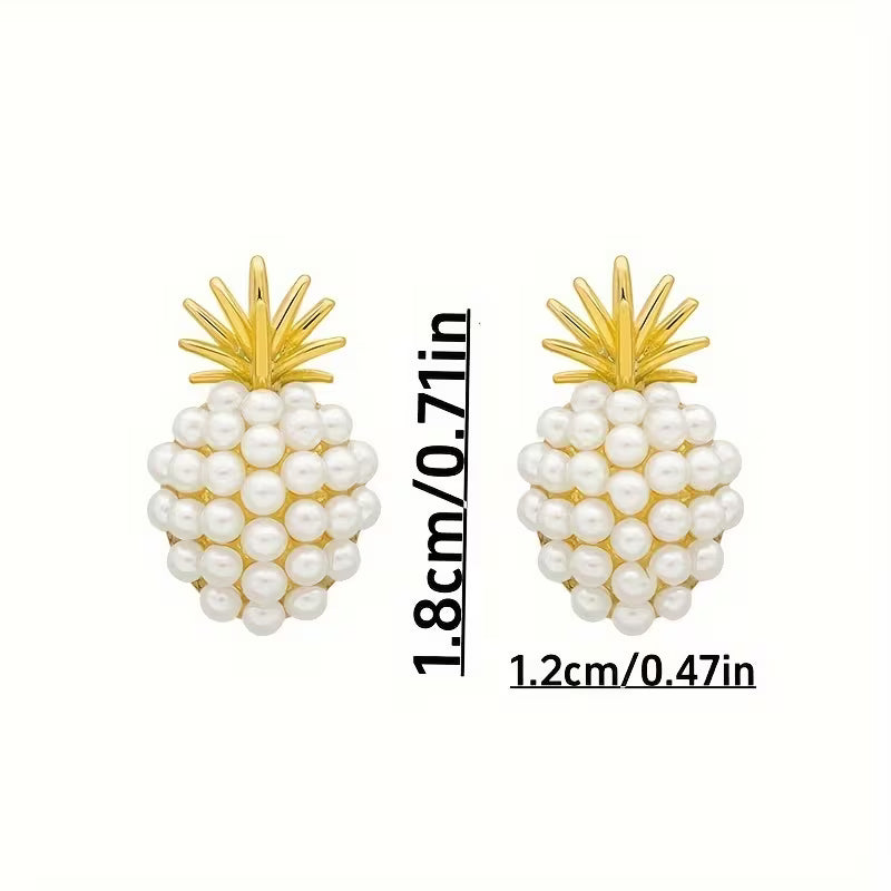 Exquisite Pineapple Earrings | Fashionable And Creative, Golden Color, Mosaic Resin Details, Elegant Jewelry Additions