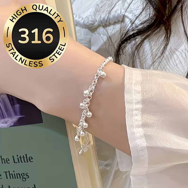 1pc Butterfly Bell Bracelet, High-Quality 316 Stainless Steel, Butterfly Pendant And Dynamic Bell Design