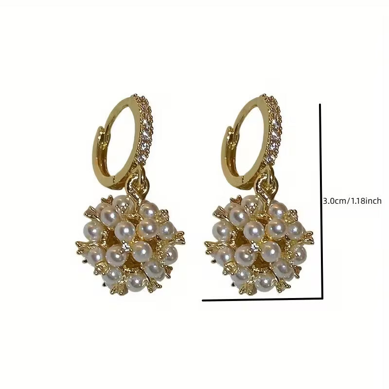 3pcs Sparkling Simulated Imitation Pearl Pendant Earrings Necklace Set