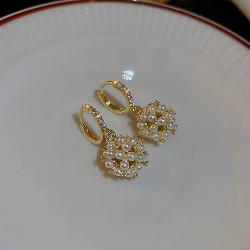 3pcs Sparkling Simulated Imitation Pearl Pendant Earrings Necklace Set