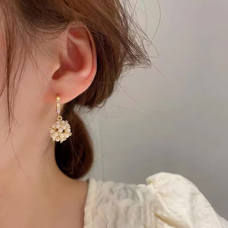 3pcs Sparkling Simulated Imitation Pearl Pendant Earrings Necklace Set