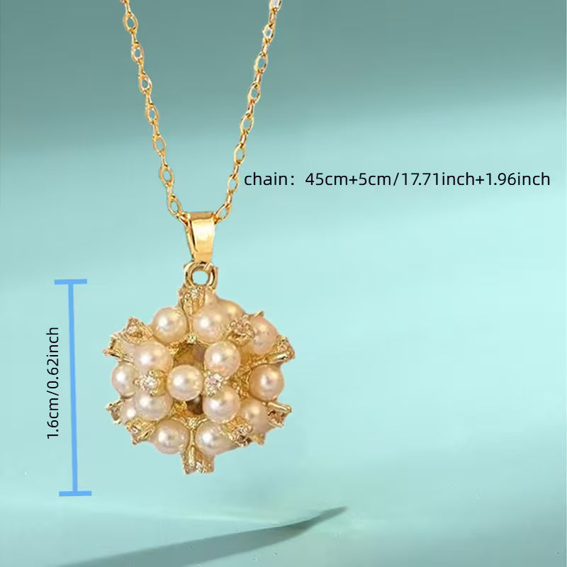 3pcs Sparkling Simulated Imitation Pearl Pendant Earrings Necklace Set