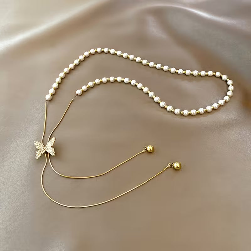 1pc Adjustable Tassel Necklace with Sparkling Butterfly Pendant - Elegant Upgraded Jewelry for Daily Wear